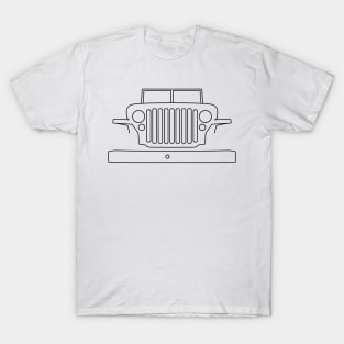 Classic Willys Overland MB Jeep 4x4 black outline graphic T-Shirt